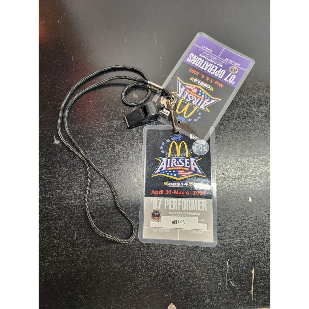 McDonald's Air & Sea Show 2007 Performer Operations Badges Lanyard Whistle Lot